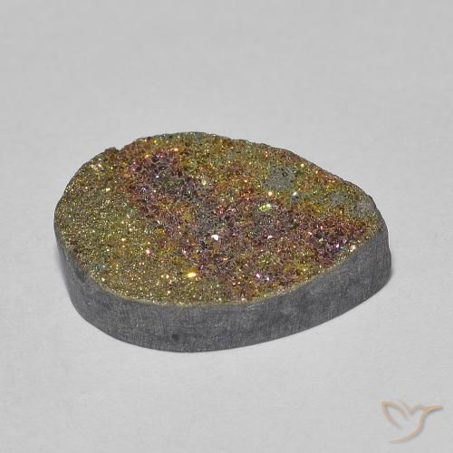 6.65克拉天然彩虹黄铁矿，梨形，不透明