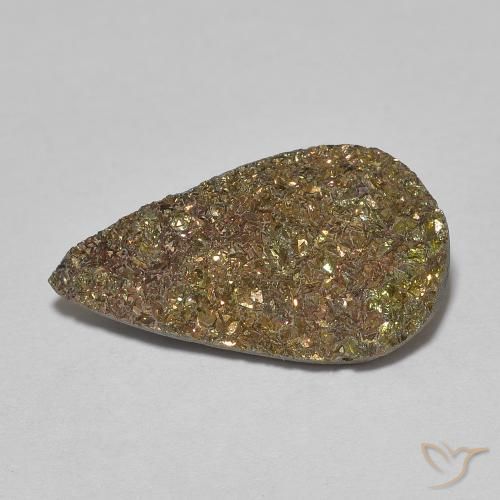 5.38ct 天然 彩色 彩虹黄铁矿, 梨形, 不透明