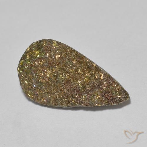 5.38克拉天然彩虹黄铁矿，梨形，不透明