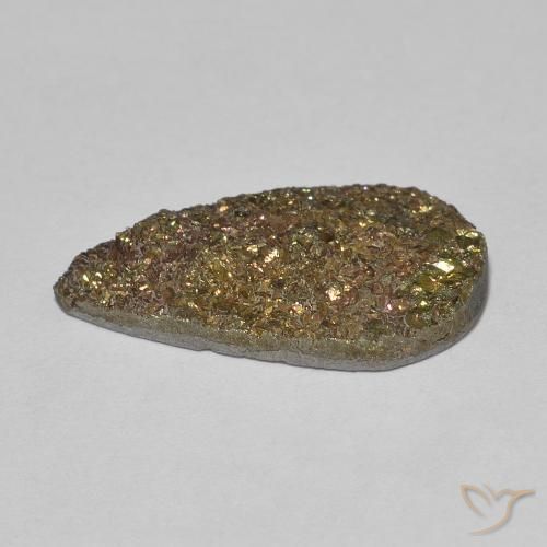 5.38克拉天然彩虹黄铁矿，梨形，不透明