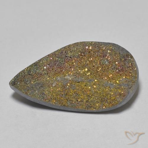10.62ct 天然 彩色 彩虹黄铁矿, 梨形, 不透明