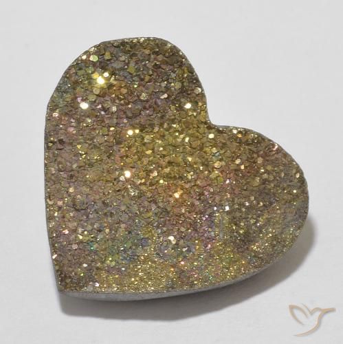 7.36ct 天然 彩色 彩虹黄铁矿, 心形, 不透明