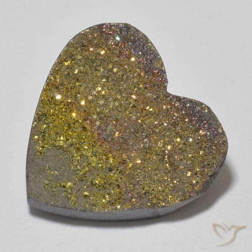 13.57ct 天然 彩色 彩虹黄铁矿, 心形, 不透明