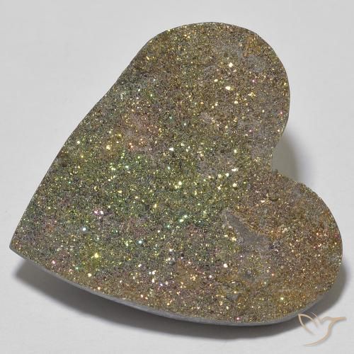 20.14ct 天然 彩色 彩虹黄铁矿, 心形, 不透明