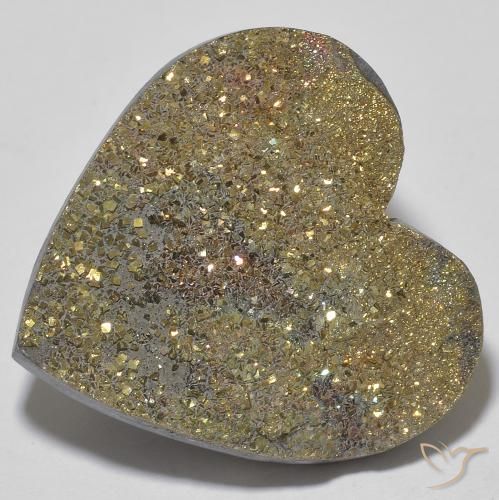 28.68ct 天然 彩色 彩虹黄铁矿, 心形, 不透明