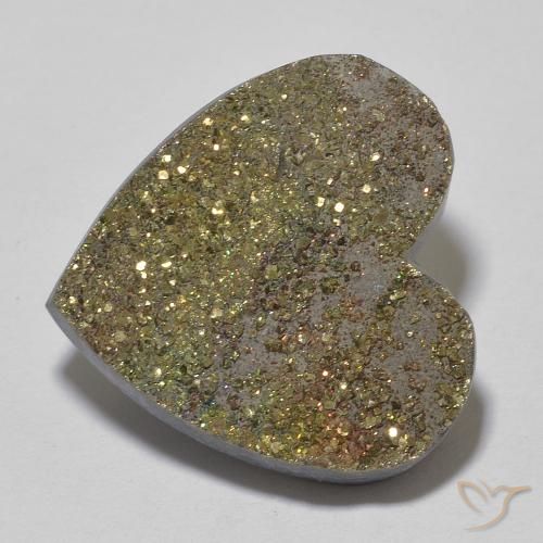 17.04ct 天然 彩色 彩虹黄铁矿, 心形, 不透明