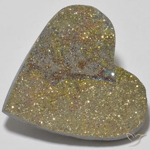 26.19ct 天然 彩色 彩虹黄铁矿, 心形, 不透明