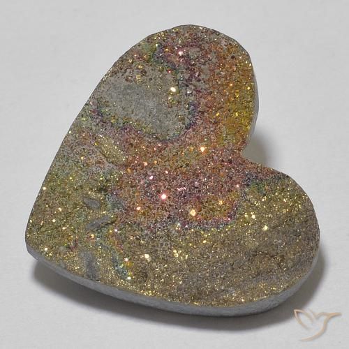9.21ct 天然 彩色 彩虹黄铁矿, 心形, 不透明