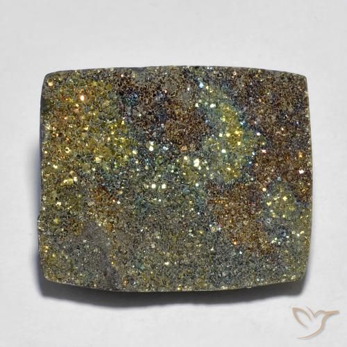14.02ct 天然 彩色 彩虹黄铁矿, 狭长方形, 不透明