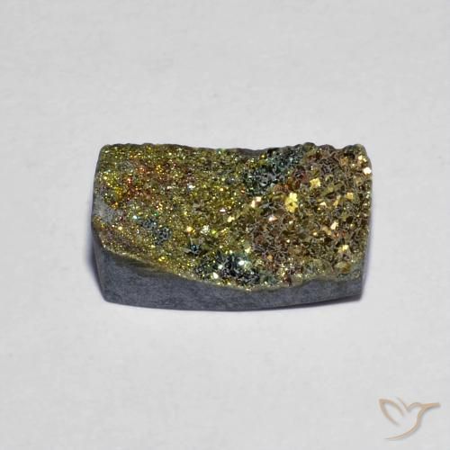 3.88克拉天然多色彩虹黄铁矿，长方形切工，12.5×7.7毫米，不透明