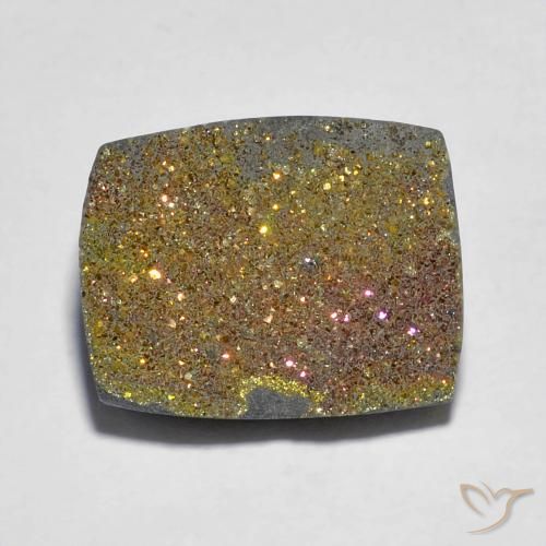 7.46ct 天然 彩色 彩虹黄铁矿, 狭长方形, 不透明