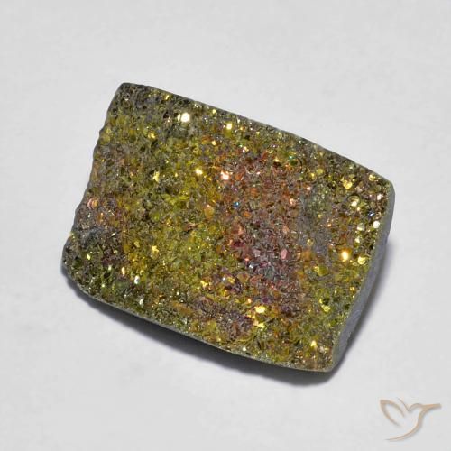 7.23ct 天然 彩色 彩虹黄铁矿, 狭长方形, 不透明