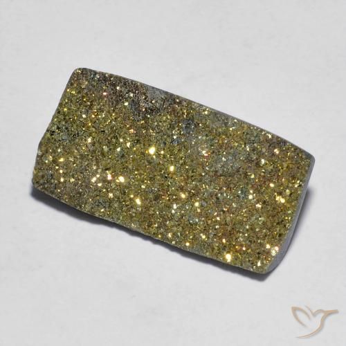 7.41ct 天然 彩色 彩虹黄铁矿, 狭长方形, 不透明