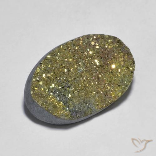 11.75克拉天然彩虹黄铁矿，椭圆形，不透明