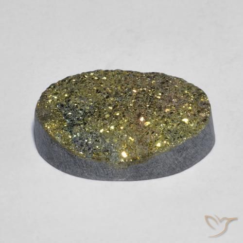 11.75克拉天然彩虹黄铁矿，椭圆形，不透明