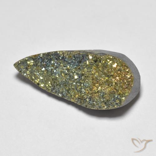 6.64ct 天然 彩色 彩虹黄铁矿, 梨形, 不透明