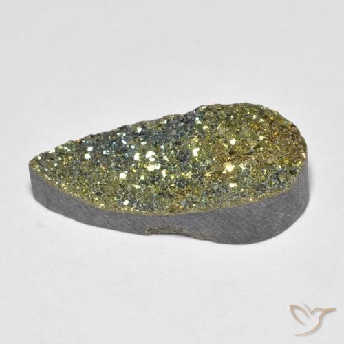6.64克拉天然彩虹黄铁矿，梨形，不透明
