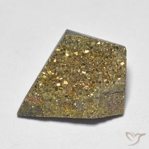 5.46克拉天然彩虹黄铁矿，花式切割，不透明