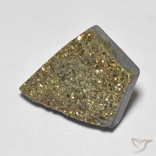 6.86克拉天然彩虹黄铁矿，花式切割，不透明