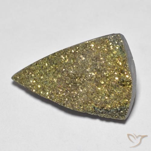 11.05ct 天然 彩色 彩虹黄铁矿, 胖三角形, 不透明