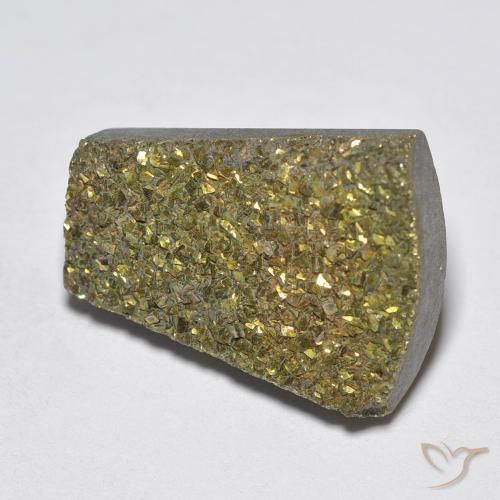 10.63克拉天然彩虹黄铁矿，花式切割，不透明