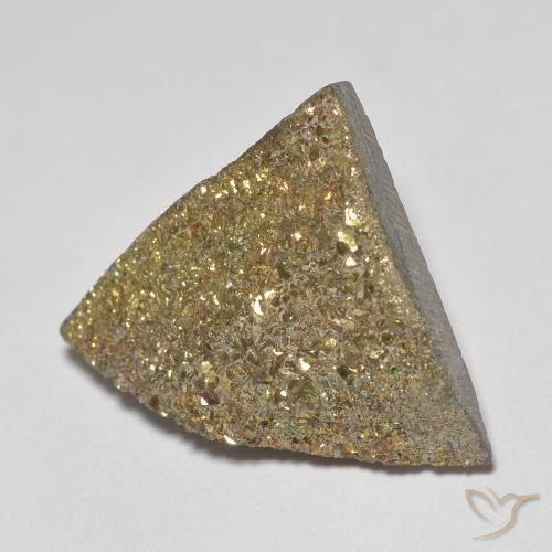 11.12ct 天然 彩色 彩虹黄铁矿, 胖三角形, 不透明