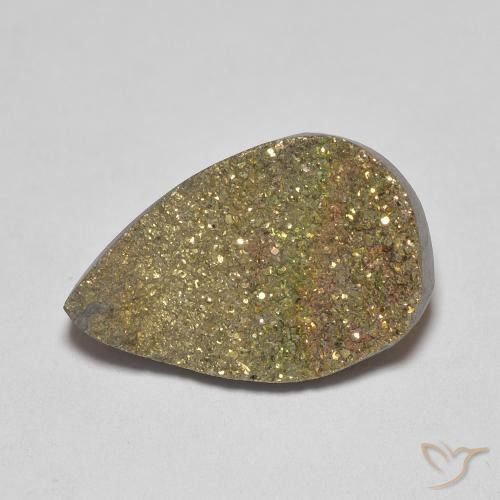 4.74ct 天然 彩色 彩虹黄铁矿, 梨形, 不透明