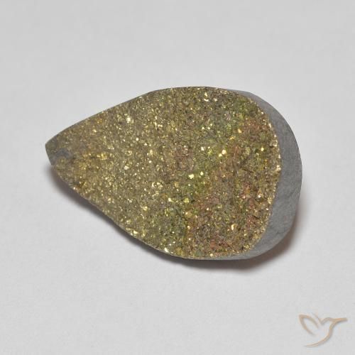 4.74克拉天然彩虹黄铁矿，梨形，不透明