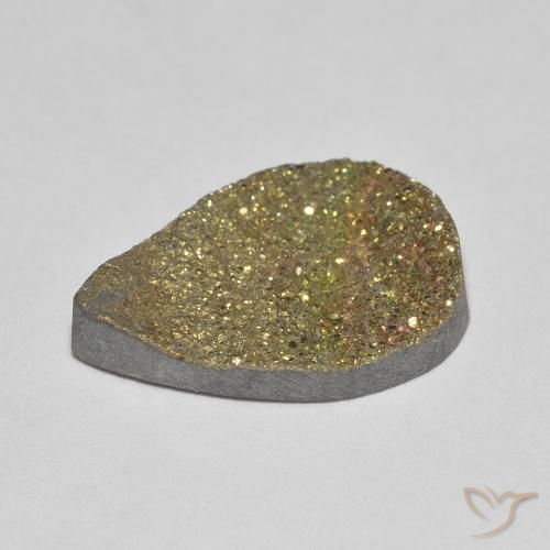 4.74克拉天然彩虹黄铁矿，梨形，不透明