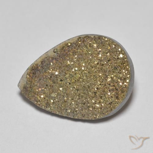 6.60ct 天然 彩色 彩虹黄铁矿, 梨形, 不透明