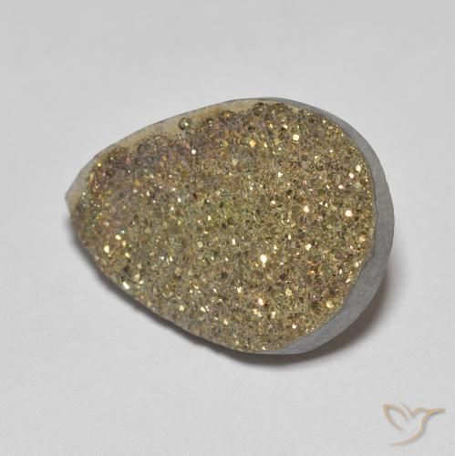 6.60克拉天然彩虹黄铁矿，梨形，不透明
