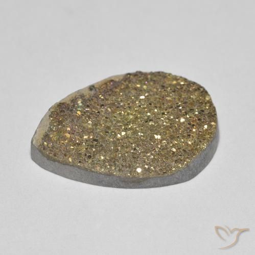 6.60克拉天然彩虹黄铁矿，梨形，不透明