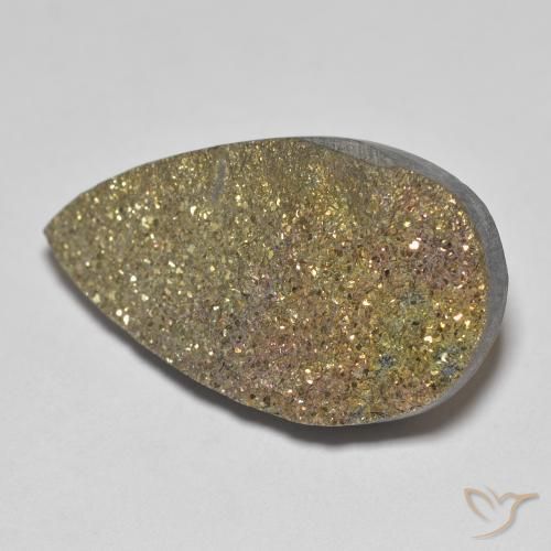 12.75ct 天然 彩色 彩虹黄铁矿, 梨形, 不透明