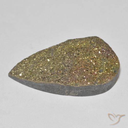 12.75克拉天然彩虹黄铁矿，梨形，不透明