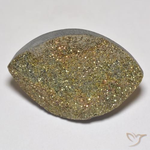 17.11ct 天然 彩色 彩虹黄铁矿, 榄尖形, 不透明