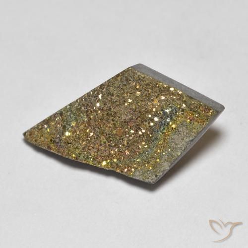 5.13克拉天然彩虹黄铁矿，花式切割，不透明