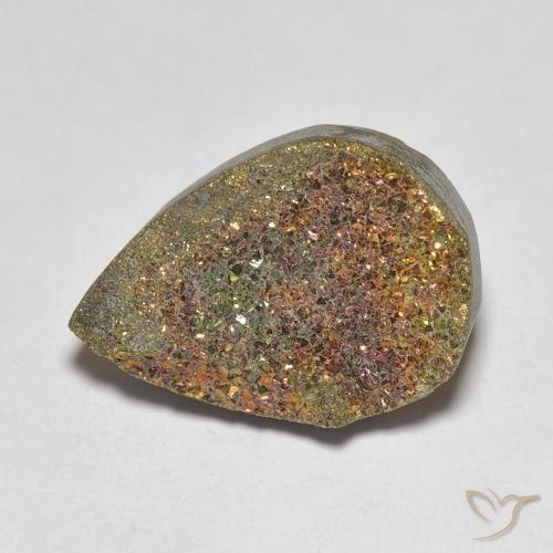 7.81ct 天然 彩色 彩虹黄铁矿, 梨形, 不透明