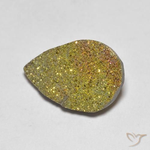 3.79克拉天然多色彩虹黄铁矿，梨形，15.6×10.2毫米，不透明