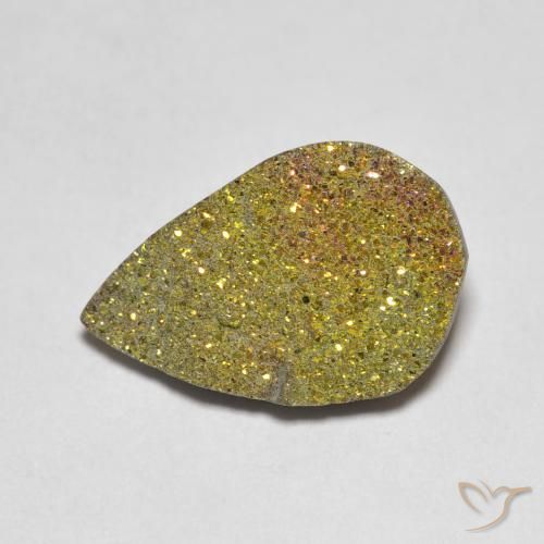 3.79克拉天然多色彩虹黄铁矿，梨形，15.6×10.2毫米，不透明