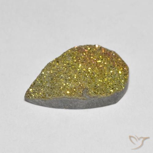 3.79克拉天然多色彩虹黄铁矿，梨形，15.6×10.2毫米，不透明