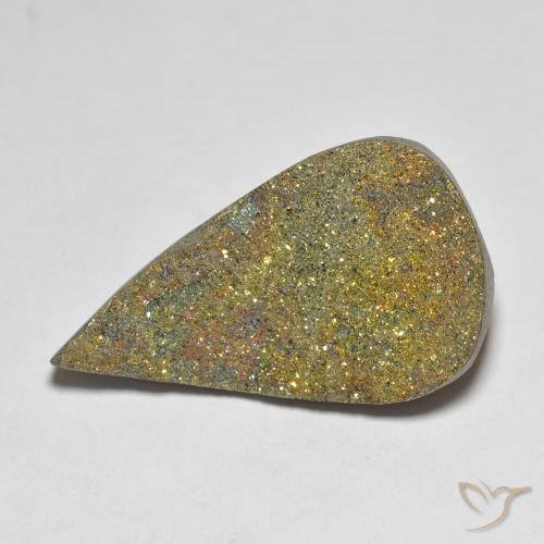 12.62ct 天然 彩色 彩虹黄铁矿, 梨形, 不透明
