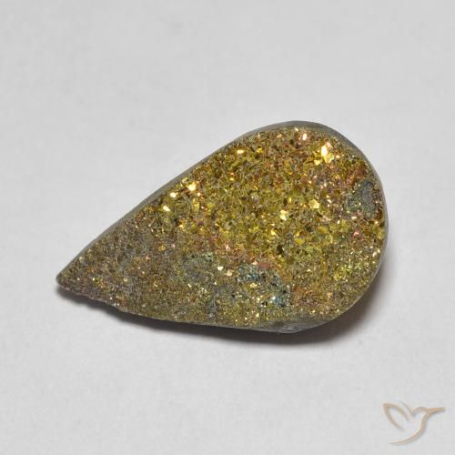 4.42ct 天然 彩色 彩虹黄铁矿, 梨形, 不透明