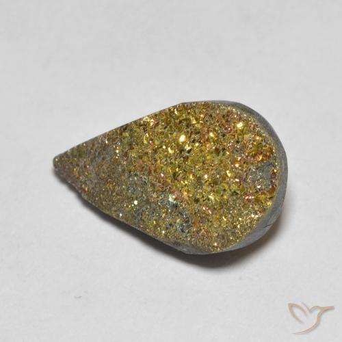 4.42克拉天然彩虹黄铁矿，梨形，不透明