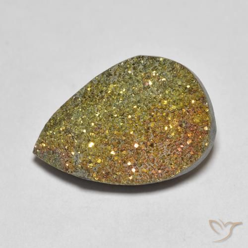 6.29ct 天然 彩色 彩虹黄铁矿, 梨形, 不透明