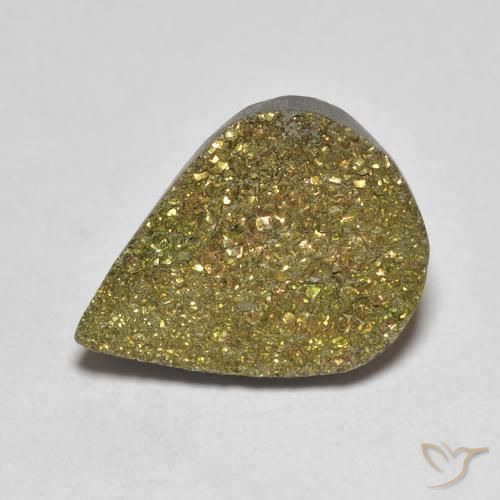5.42ct 天然 彩色 彩虹黄铁矿, 梨形, 不透明