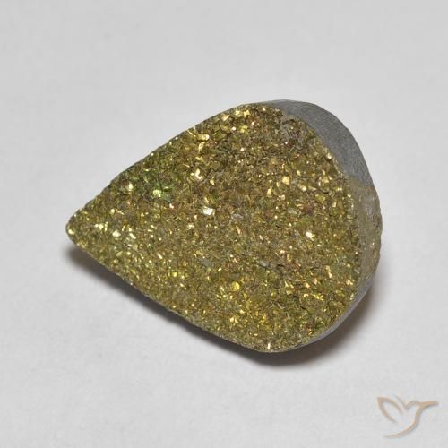 5.42克拉天然彩虹黄铁矿，梨形，不透明