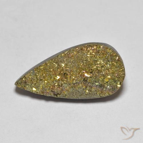 5.93克拉天然多色彩虹黄铁矿，梨形，18.1×9.1毫米，不透明