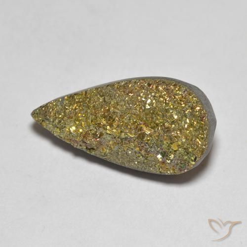 5.93克拉天然多色彩虹黄铁矿，梨形，18.1×9.1毫米，不透明