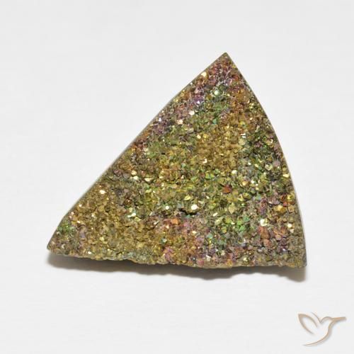 7.72ct 天然 彩色 彩虹黄铁矿, 胖三角形, 不透明