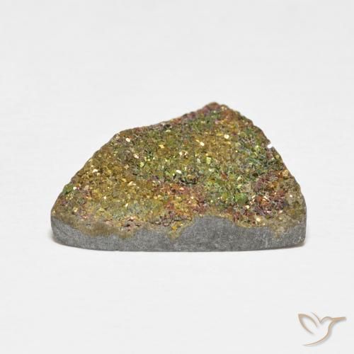 7.72克拉天然彩虹黄铁矿，胖三角形，不透明